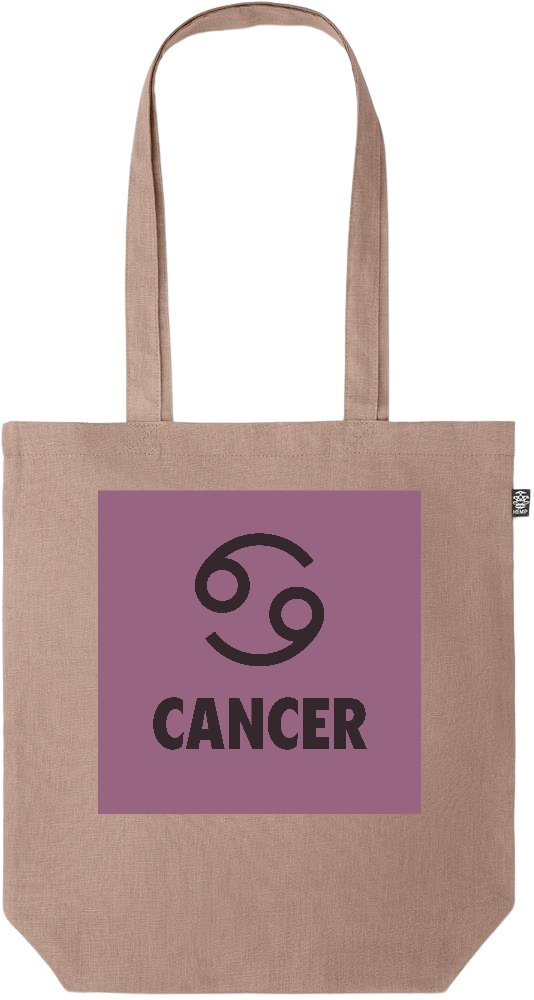 Zodiac Cancer Design - Premium colored organic hemp tote bag_BROWN_front