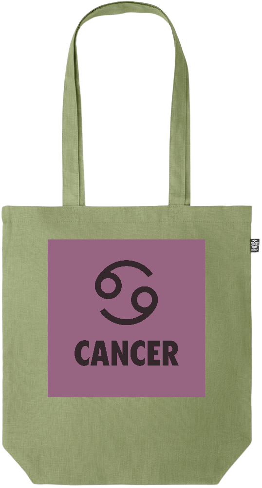 Zodiac Cancer Design - Premium colored organic hemp tote bag_GREEN_front