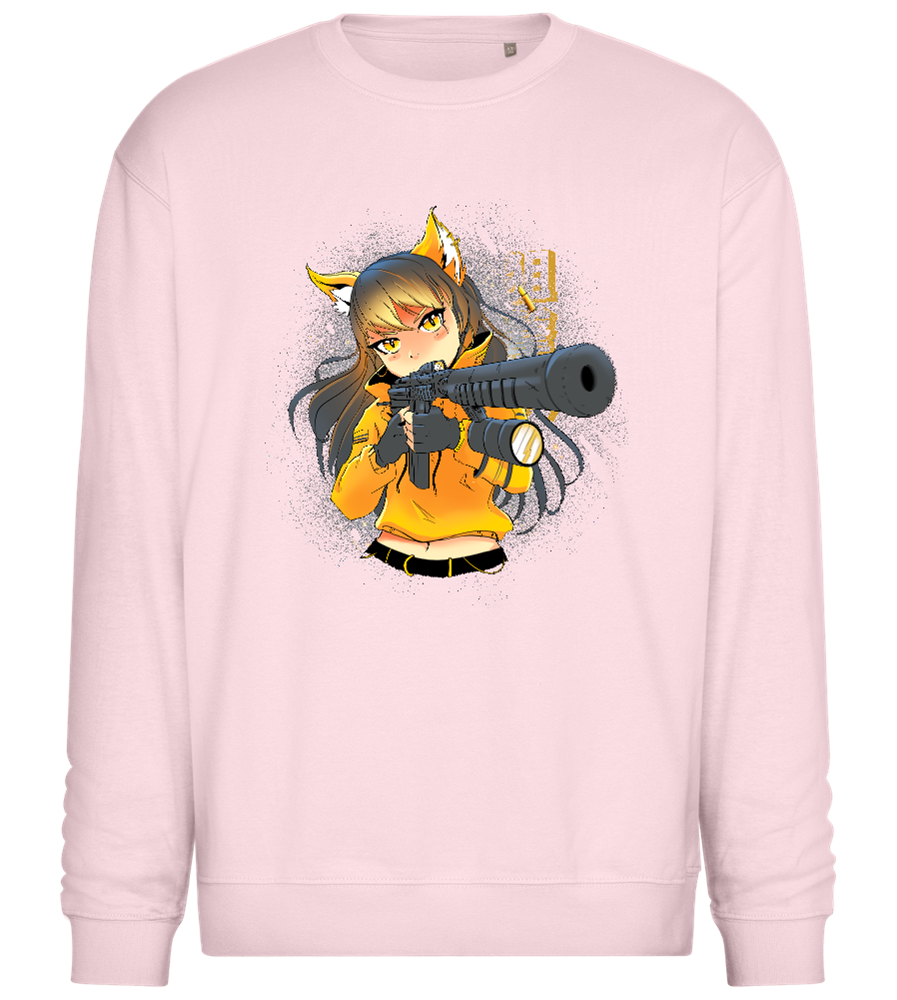Armed Fox Girl Design - Comfort Essential Unisex Sweater_LIGHT PEACH ROSE_front