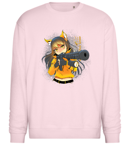 Armed Fox Girl Design - Comfort Essential Unisex Sweater_LIGHT PEACH ROSE_front