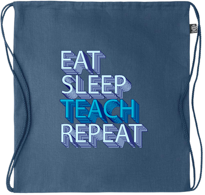 Eat Sleep Teach Repeat Design - Premium hemp drawstring bag_BLUE_front