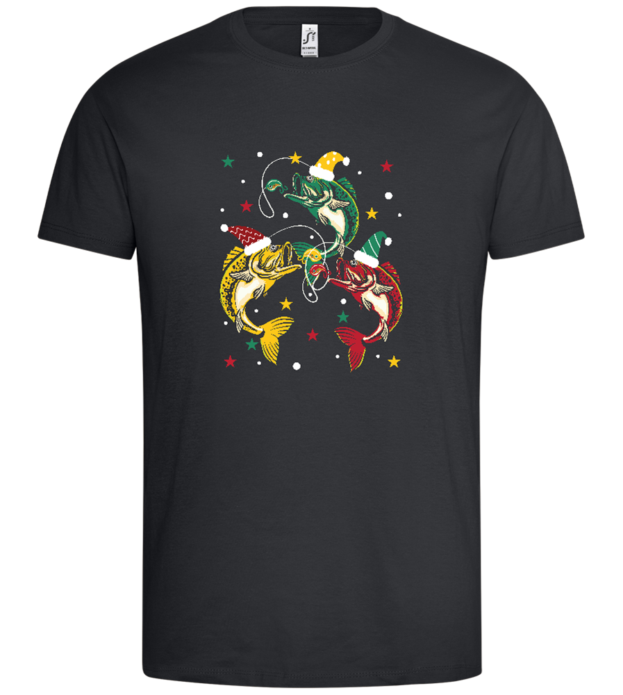 Fish with Christmas Hat Design - Premium men's t-shirt_DARK GRAY_front