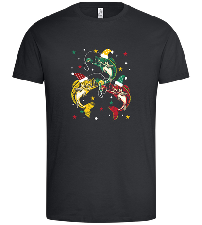 Fish with Christmas Hat Design - Premium men's t-shirt_DARK GRAY_front