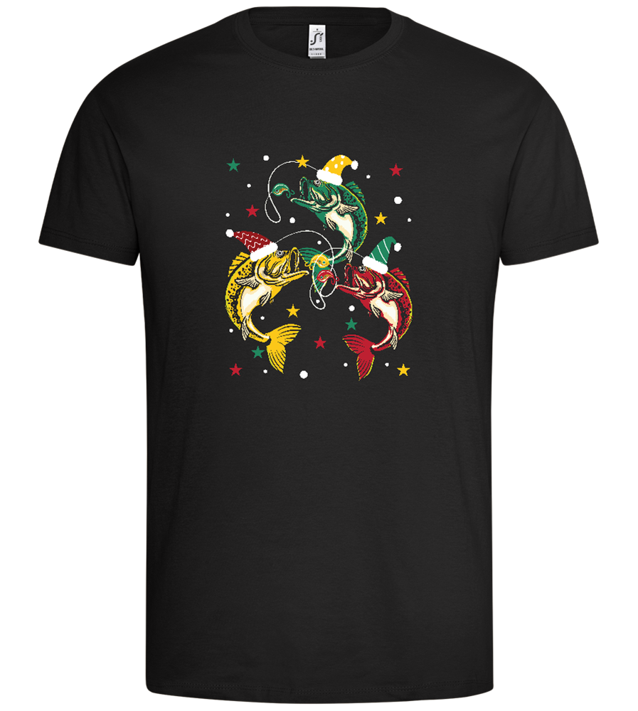 Fish with Christmas Hat Design - Premium men's t-shirt_DEEP BLACK_front