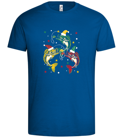 Fish with Christmas Hat Design - Premium men's t-shirt_ROYAL_front