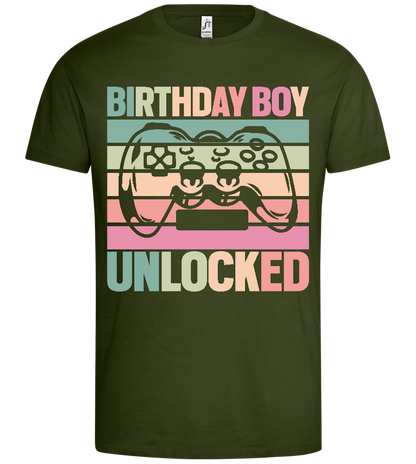 Unlocked Birthday Boy Design - Premium men's t-shirt_ARMY_front