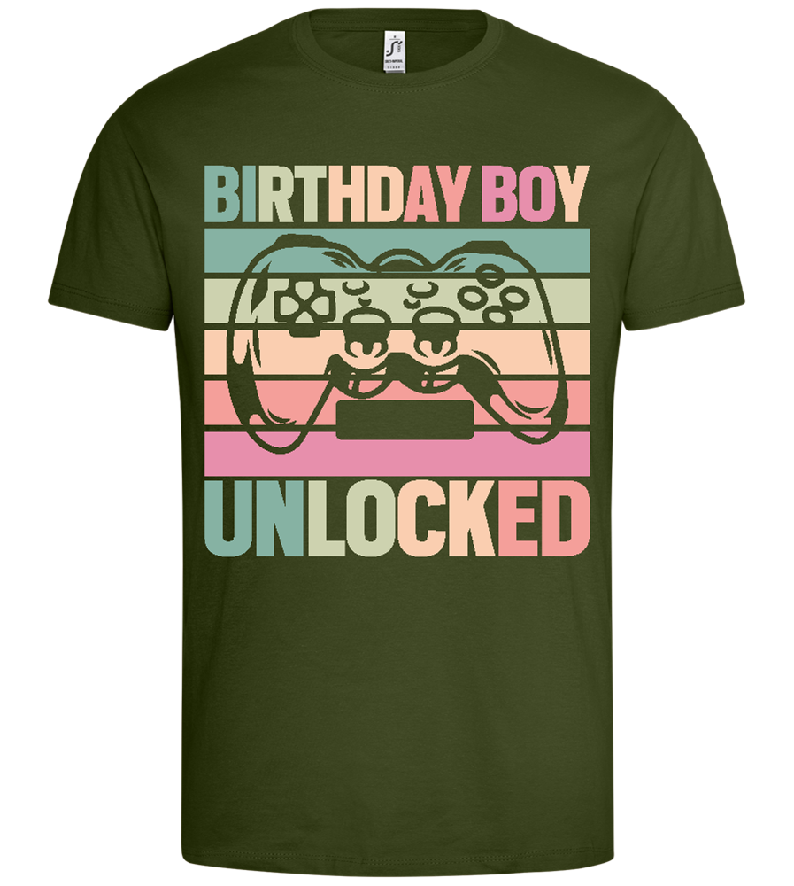 Unlocked Birthday Boy Design - Premium men's t-shirt_DARK KHAKI_front