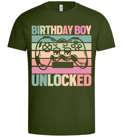 Unlocked Birthday Boy Design - Premium men's t-shirt_DARK KHAKI_front