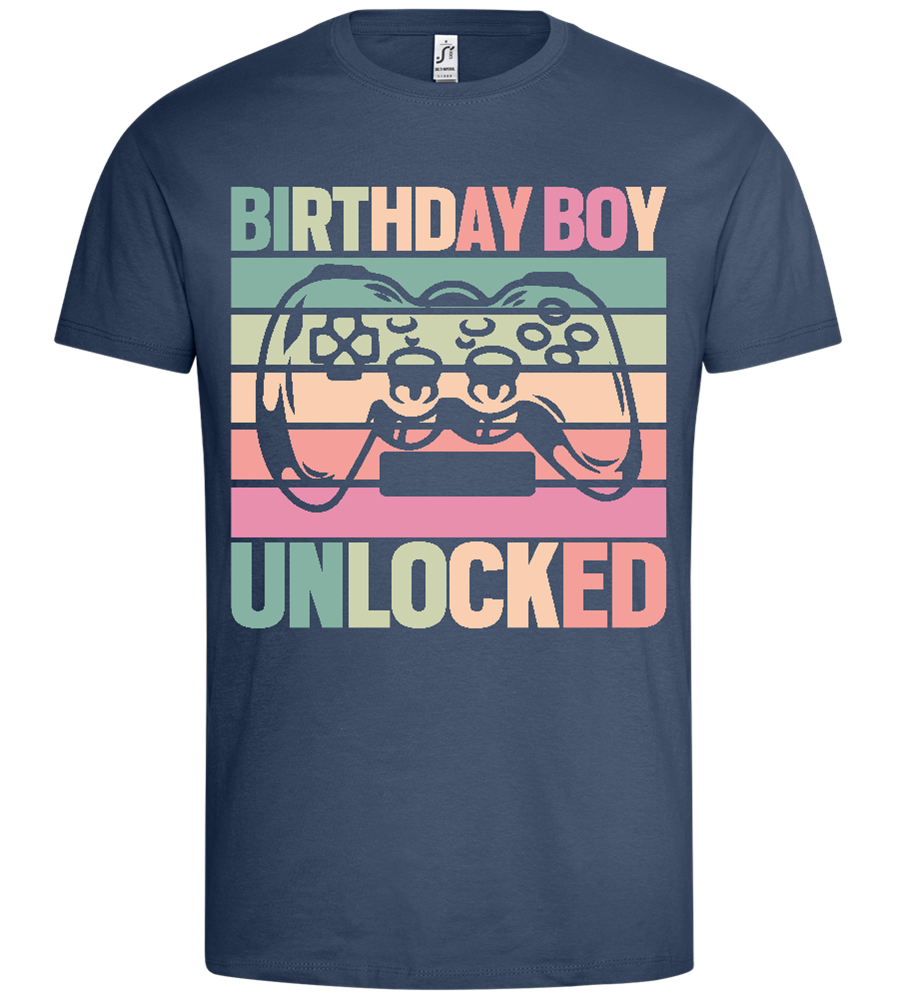 Unlocked Birthday Boy Design - Premium men's t-shirt_DENIM_front