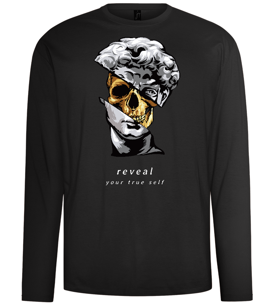 Reveal Your True Self Design - Comfort men's long sleeve t-shirt_DEEP BLACK_front