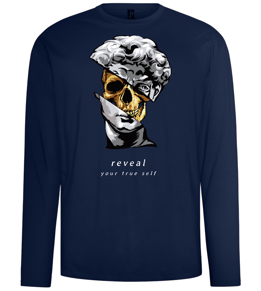 Reveal Your True Self Design - Comfort men's long sleeve t-shirt_MARINE_front