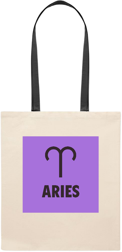 Zodiac Aries Design - Essential colored handle tote bag_BLACK_front