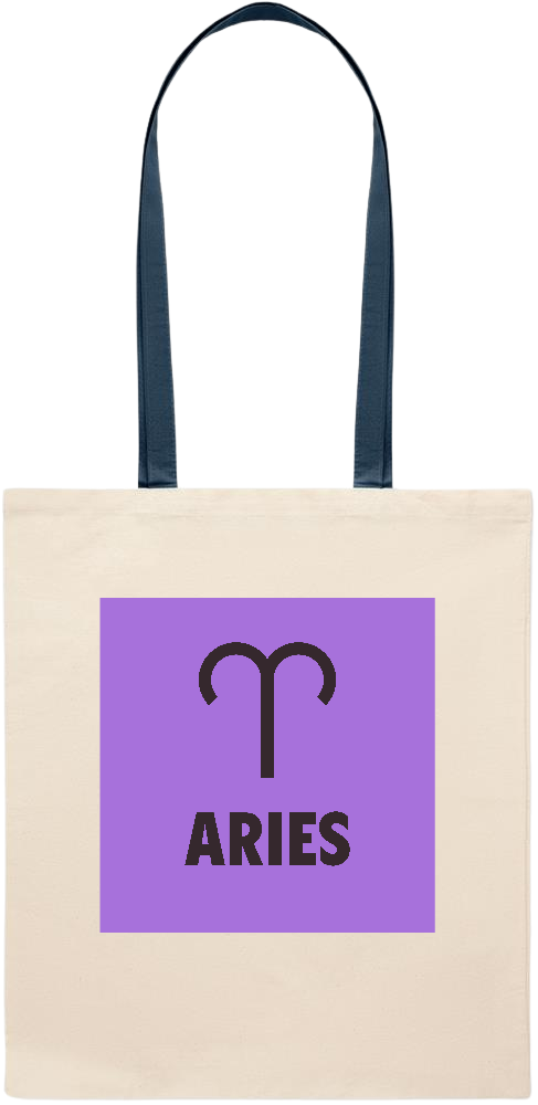 Zodiac Aries Design - Essential colored handle tote bag_BLUE_front