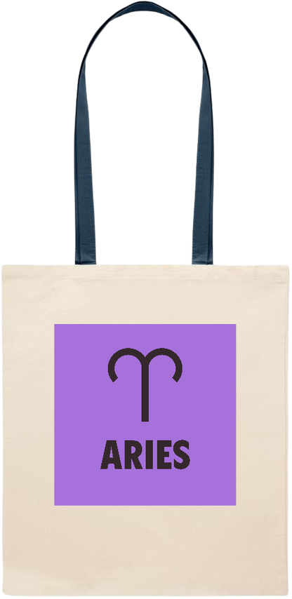 Zodiac Aries Design - Essential colored handle tote bag_BLUE_front