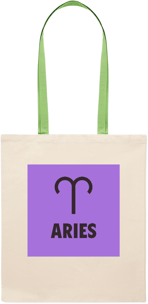 Zodiac Aries Design - Essential colored handle tote bag_LIME_front