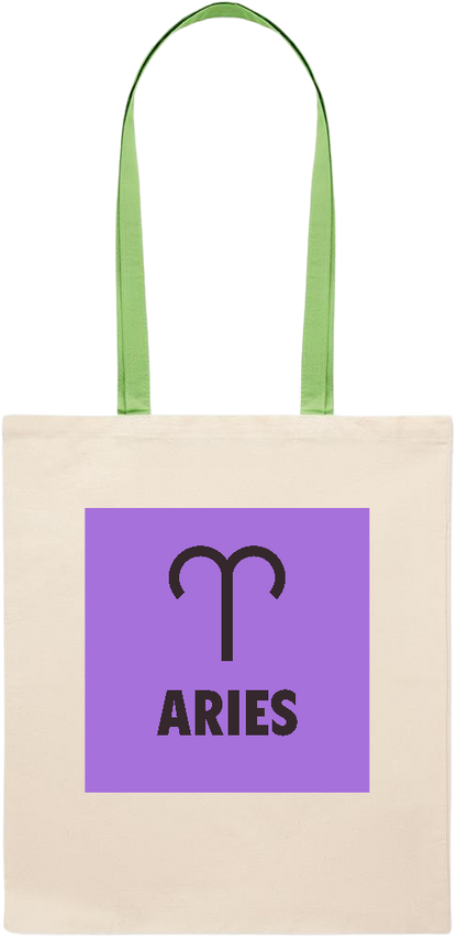 Zodiac Aries Design - Essential colored handle tote bag_LIME_front