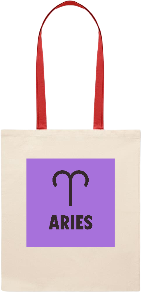 Zodiac Aries Design - Essential colored handle tote bag_RED_front