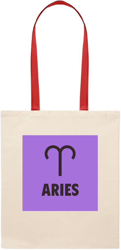 Zodiac Aries Design - Essential colored handle tote bag_RED_front