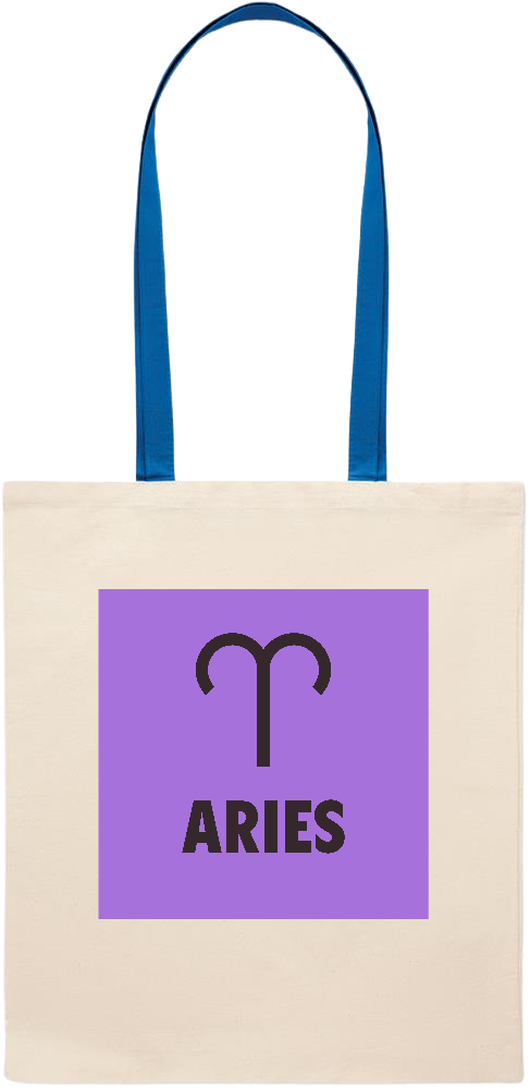 Zodiac Aries Design - Essential colored handle tote bag_ROYAL BLUE_front