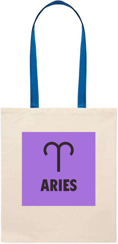 Zodiac Aries Design - Essential colored handle tote bag_ROYAL BLUE_front