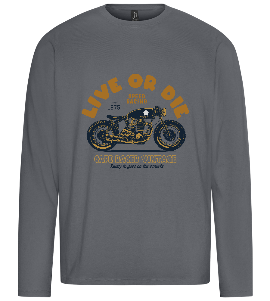 Cafe Racer Motor Design - Premium men's long sleeve t-shirt_MOUSE GREY_front