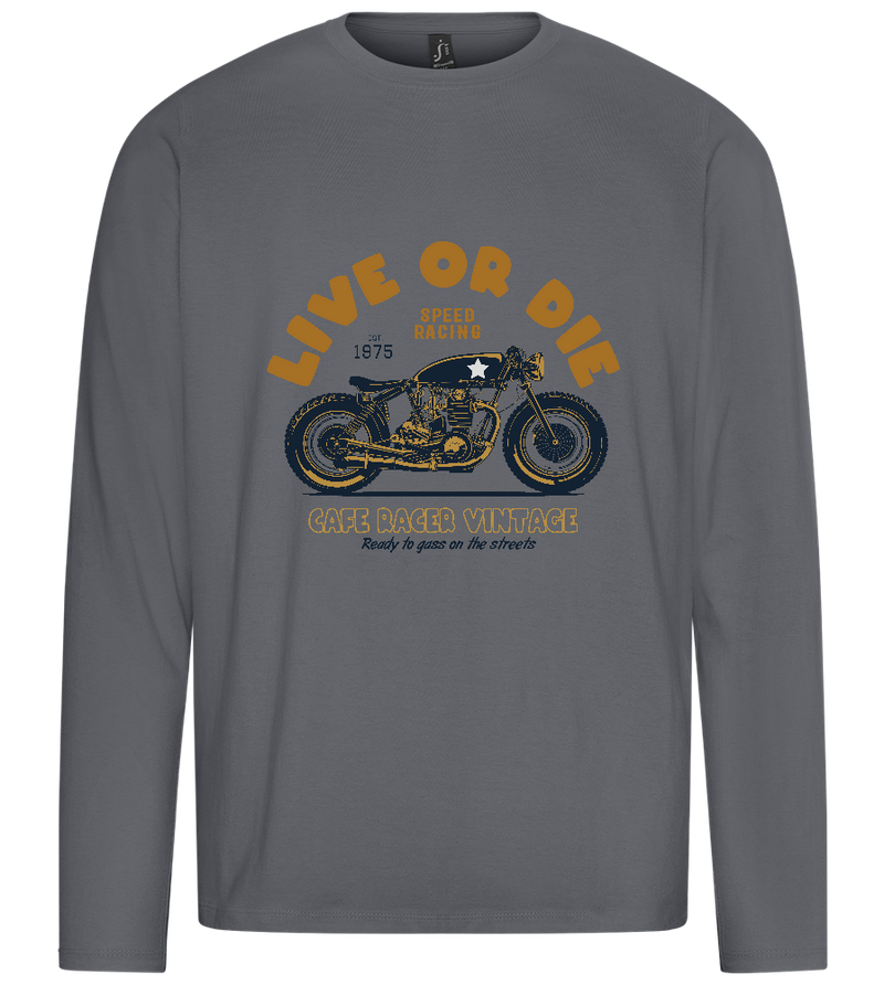 Cafe Racer Motor Design - Premium men's long sleeve t-shirt_MOUSE GREY_front