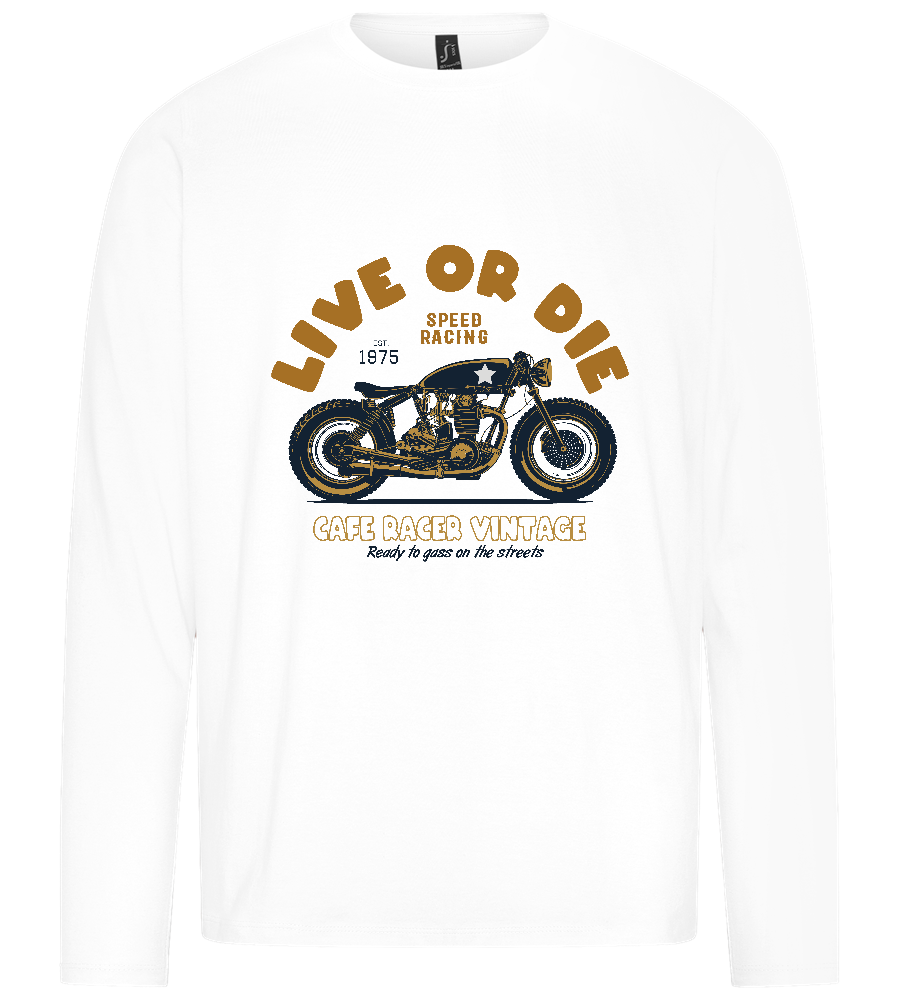 Cafe Racer Motor Design - Premium men's long sleeve t-shirt_WHITE_front