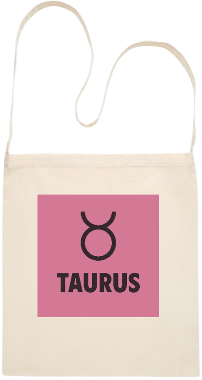 Zodiac Taurus Design - Essential cross shoulder cotton tote bag_BEIGE_front