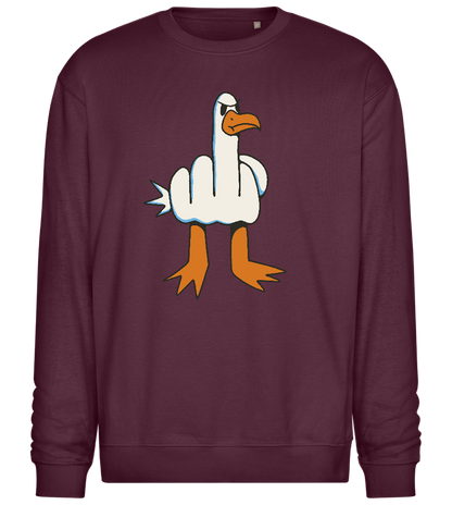 Feathered Middle Finger Design - Comfort Essential Unisex Sweater_BORDEAUX_front