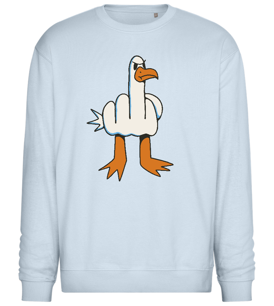 Feathered Middle Finger Design - Comfort Essential Unisex Sweater_CREAMY BLUE_front