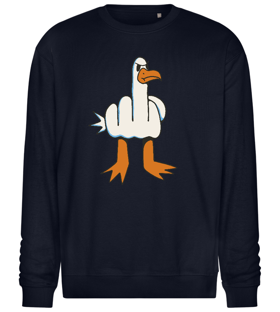 Feathered Middle Finger Design - Comfort Essential Unisex Sweater_FRENCH NAVY_front