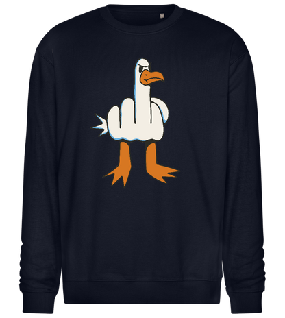 Feathered Middle Finger Design - Comfort Essential Unisex Sweater_FRENCH NAVY_front