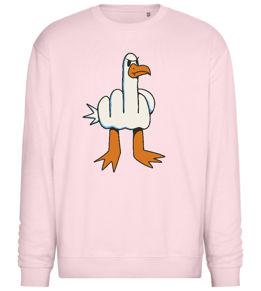 Feathered Middle Finger Design - Comfort Essential Unisex Sweater_LIGHT PEACH ROSE_front