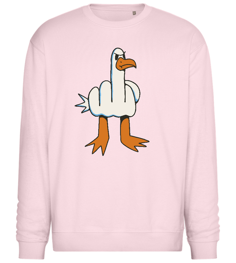 Feathered Middle Finger Design - Comfort Essential Unisex Sweater_LIGHT PEACH ROSE_front