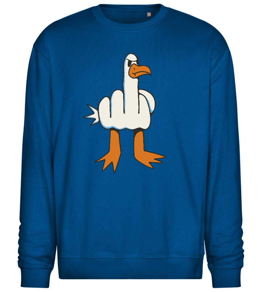 Feathered Middle Finger Design - Comfort Essential Unisex Sweater_ROYAL_front