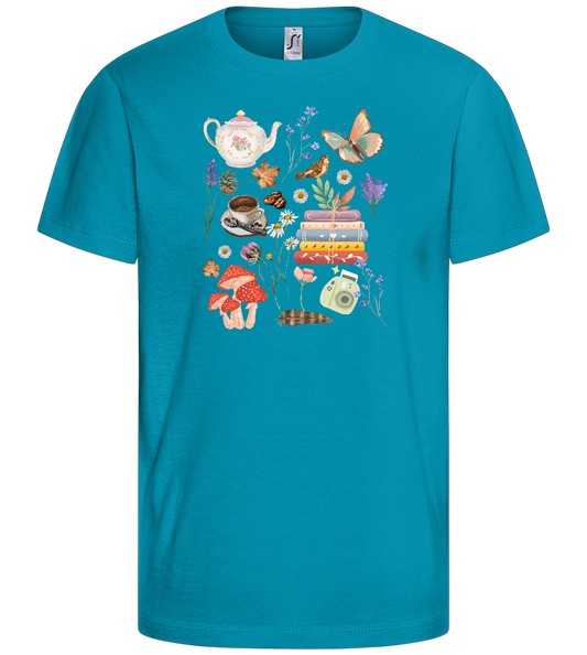 Autumn Vibes Design - Comfort kids fitted t-shirt_TURQUOISE_front