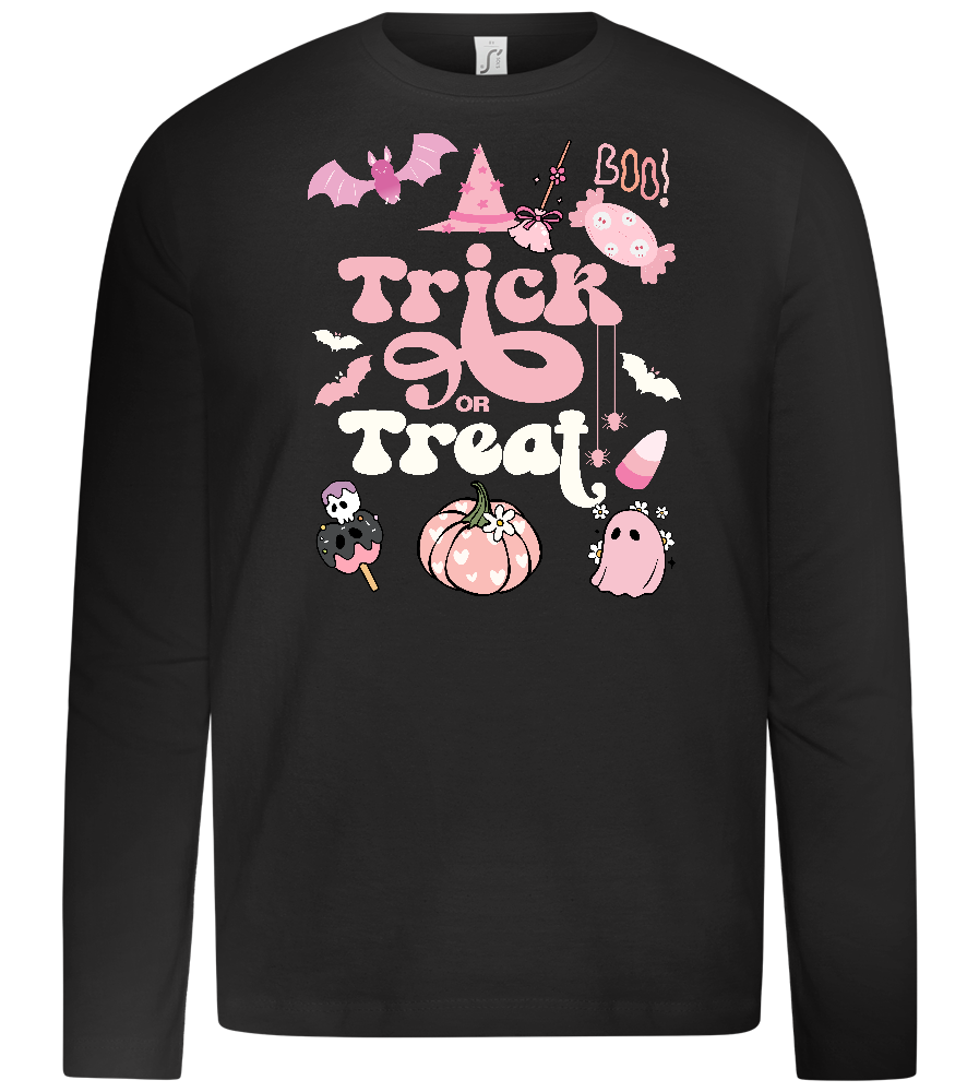 Pink Trick or Treat Design - Premium kids long sleeve t-shirt_DEEP BLACK_front