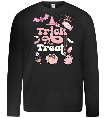 Pink Trick or Treat Design - Premium kids long sleeve t-shirt_DEEP BLACK_front