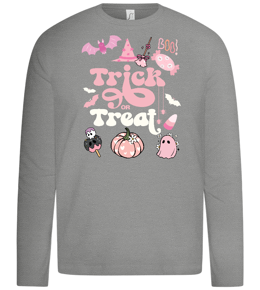 Pink Trick or Treat Design - Premium kids long sleeve t-shirt_ORION GREY_front