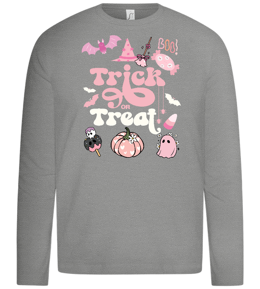 Pink Trick or Treat Design - Premium kids long sleeve t-shirt_ORION GREY_front