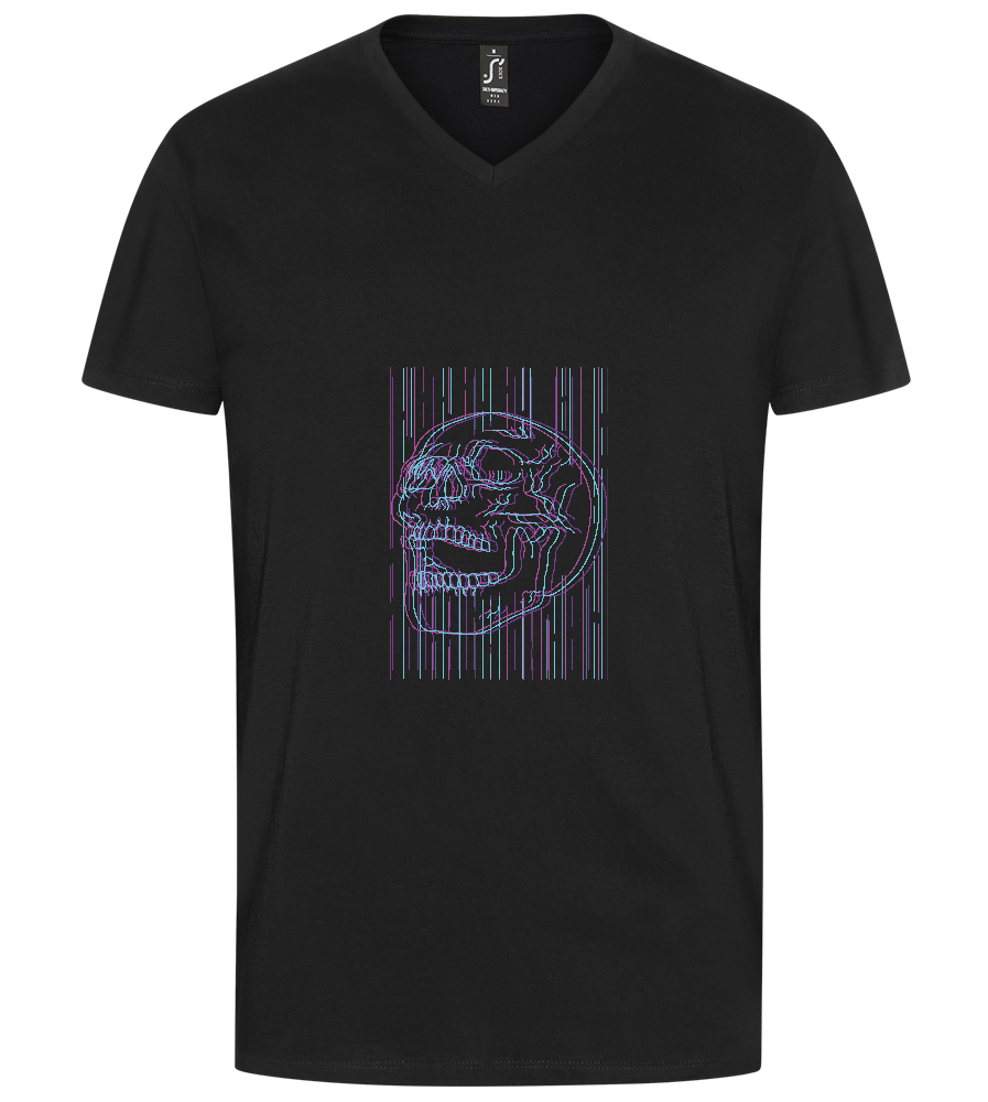 Neon Lines Skull Design - Premium men's v-neck t-shirt_DEEP BLACK_front