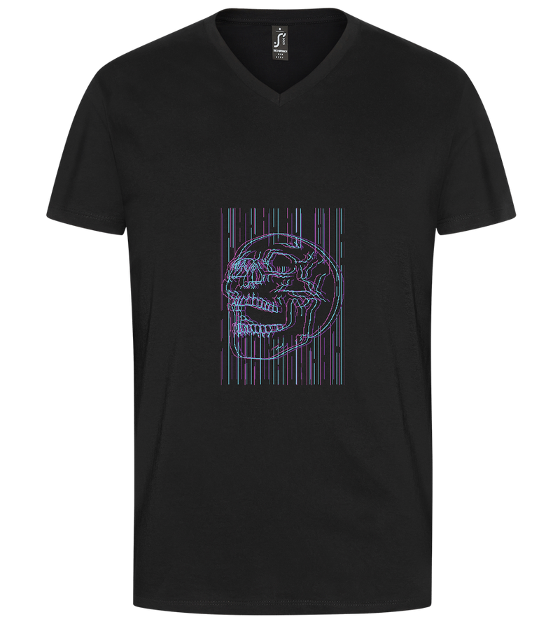 Neon Lines Skull Design - Premium men's v-neck t-shirt_DEEP BLACK_front