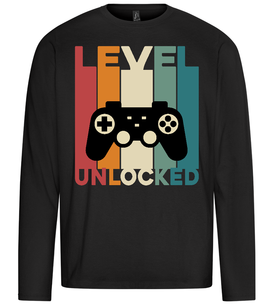 Level Unlocked Controller Design - Premium men's long sleeve t-shirt_DEEP BLACK_front