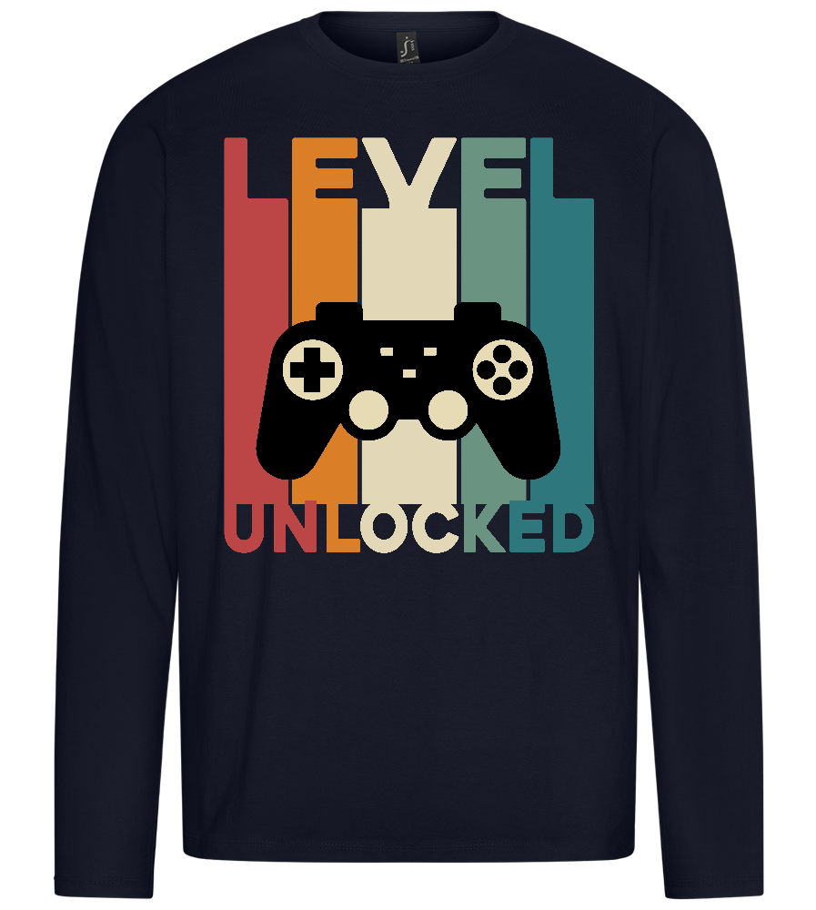 Level Unlocked Controller Design - Premium men's long sleeve t-shirt_FRENCH NAVY_front