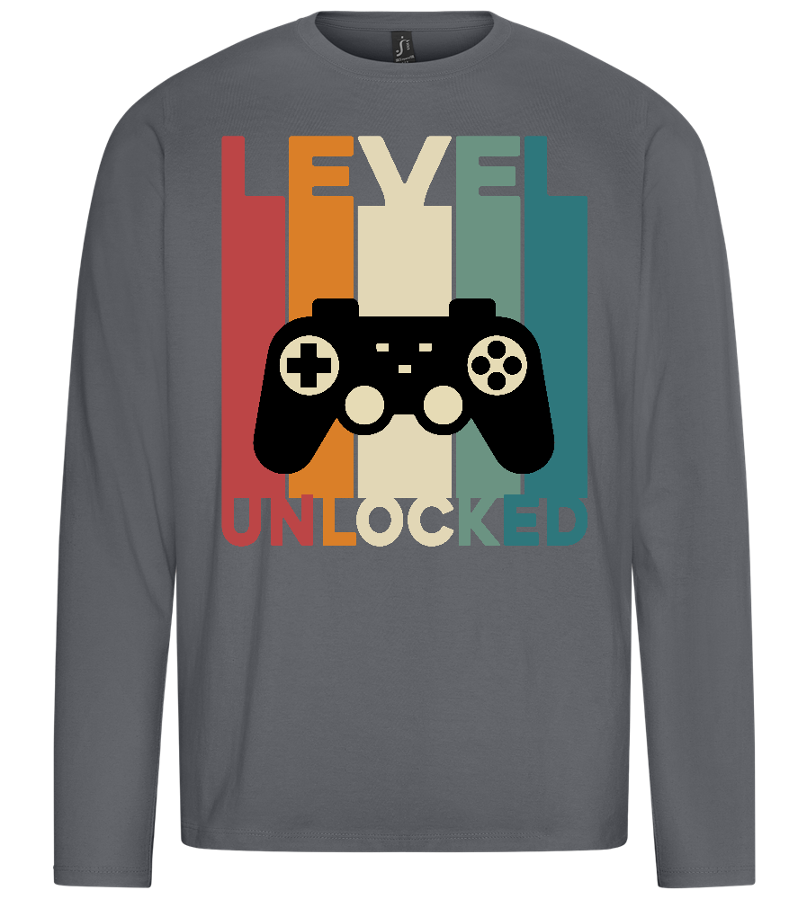 Level Unlocked Controller Design - Premium men's long sleeve t-shirt_MOUSE GREY_front