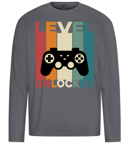 Level Unlocked Controller Design - Premium men's long sleeve t-shirt_MOUSE GREY_front