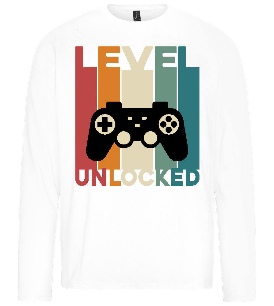 Level Unlocked Controller Design - Premium men's long sleeve t-shirt_WHITE_front