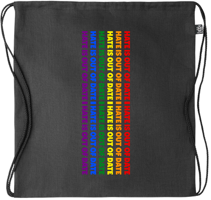 Hate is Out of Date Design - Premium hemp drawstring bag_BLACK_front