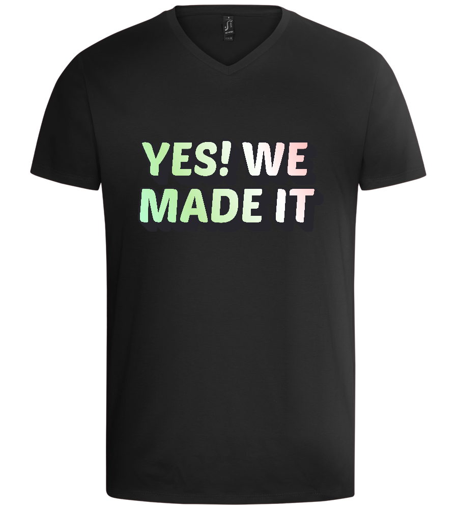 Yes! We Made It Design - Basic men's v-neck t-shirt_DEEP BLACK_front