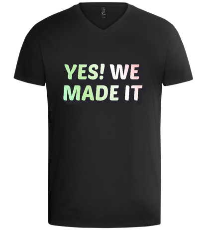 Yes! We Made It Design - Basic men's v-neck t-shirt_DEEP BLACK_front